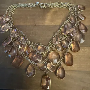 J.Crew multi chain chunky amber stones statement necklace thumbnail 3