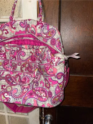Vera Bradley Quilted Paisley Pink Travel Tote Bag thumbnail 7