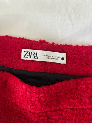 Zara Tweed Mini Skirt Red thumbnail 4