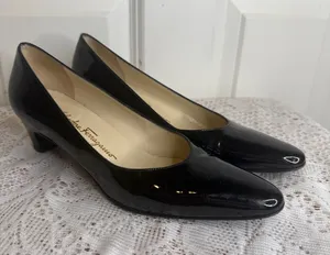 Salvatore Ferragamo Black Patent Leather kitten Heel heels pumps thumbnail 1