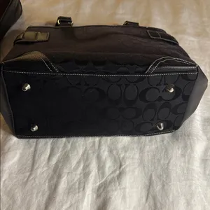 Coach Black and Silver Shoulder Bag with Snakeskin Accent thumbnail 4