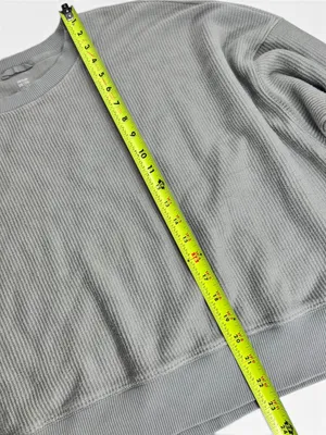 Aerie New Love Corded Cropped Crew Sweatshirt - Stone Gray thumbnail 5