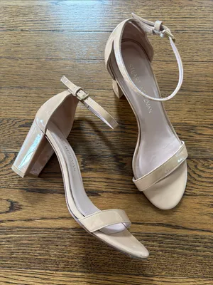 Stuart Weitzman Nudistcurve nude Patent Block Heel Sandals, 8 thumbnail 1