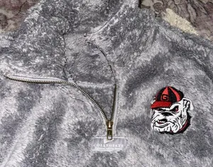 Collegiate Outfitters Georgia Bulldogs collegiate Sherpa side zip Gray Fleece Quarter-Zip Pullover thumbnail 5