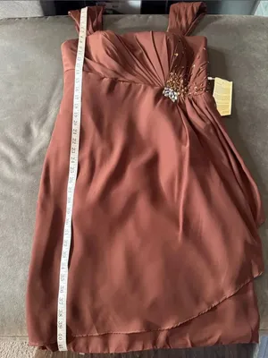 Women’s Brown Chiffon Formal Mother of the Bride Dress Draped Jacket Size 14 NWT thumbnail 10