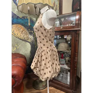 Klesis Vault 206 Taupe Polka Dot Halter Bubble Hem Mini Dress - Size M thumbnail 5