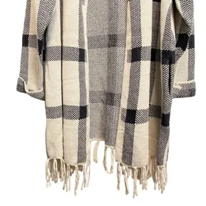 Adrienne Vittadini 3X Open Fringe Cardigan Long Sleeve Oatmeal Duster Sweater‎ thumbnail 3