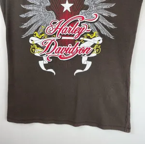 Vtg Y2K Harley Davidson Sleeveless Top Logo Graphic Brown Sz Large thumbnail 6