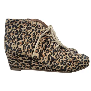 DV Dolce Vita Leopard Print Wedge Ankle Boots Lace Up Side Zip Women's Size 6‎ thumbnail 4