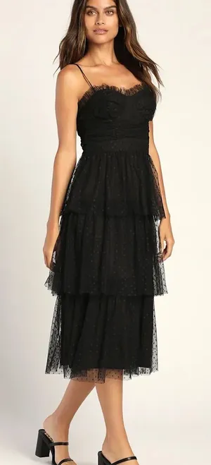 LULUS Tiered Lace‎ Midi Dress thumbnail 1