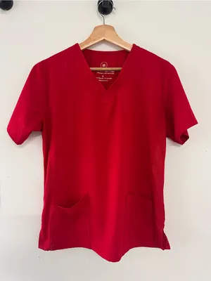 Cherokee Tan V-Neck Scrub Top Medium Medical Scrubs workwear doctor stretch thumbnail 3