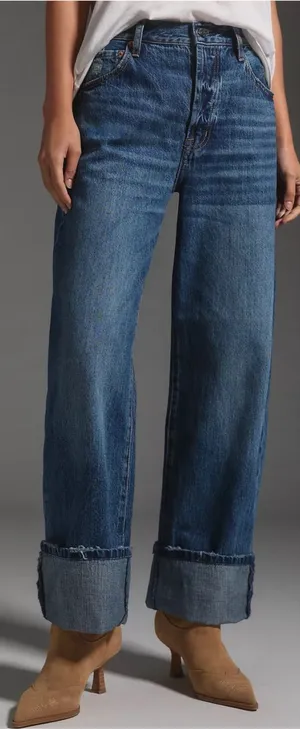 Pistola Ryder High Rise Wide Leg Cuffed Straight Jeans in Fulton Size 26 thumbnail 1
