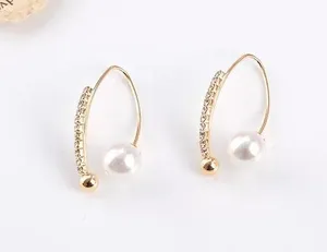 Boutique Crystal Pearl Drop Earrings thumbnail 1