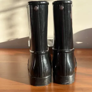 Michael Kors Leslie Black Rubber Crystal Embellished Mid Calf Rain Boots Size 6‎ thumbnail 5