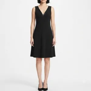 Ann Taylor LOFT Satin Trim Sleeveless A-Line Fit & Flare Little Black Dress Tuxedo Size14 thumbnail 12