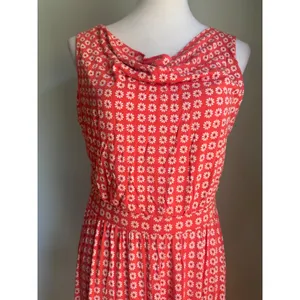 Maeve Anthropologie Medium Orange Floral Cowl Midi Jersey Dress boho cottage re thumbnail 3