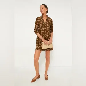 Tuckernuck Hazel Clifton Mini Dress S Brown Floral Corduroy NWT thumbnail 4