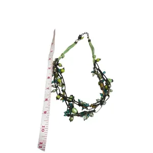 Multi strand green multi shaded statement necklace clover green chuncky necklace thumbnail 3