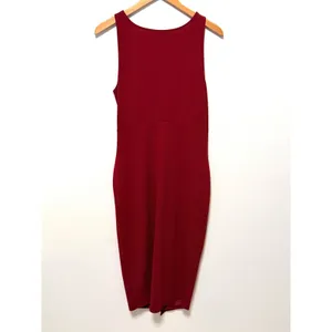 GUESS Sheath Dress Sz L Burgundy Sleeveless Side Knot Draped Professional Office thumbnail 3