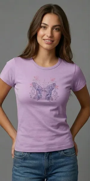 Lots of 2 Classic Crewneck Graphic Tee - Lavender and White thumbnail 1