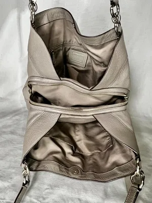 Coach Lexy F27593 Fog Taupe Pebbled Leather Shoulder Bag MSRP $395 thumbnail 8