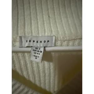 Topshop Womens Cream White Oversized V-Neck Chunky Ribbed Knit Sweater‎ Tunic S thumbnail 4