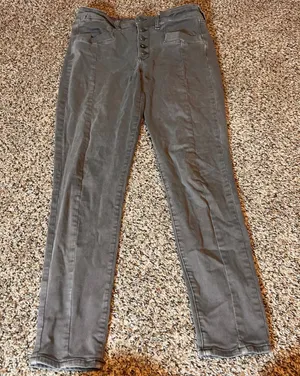 American‎ Eagle Jeggings High Waisted Button Fly Green Wash Size 12 thumbnail 1