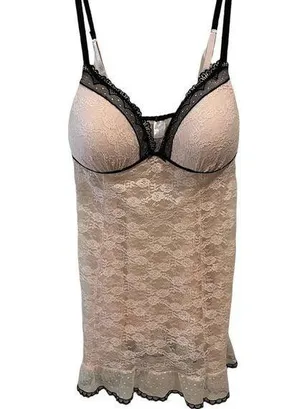 Secret Treasures Pink and Black Lace Lingerie Sleepwear Bra Top thumbnail 1