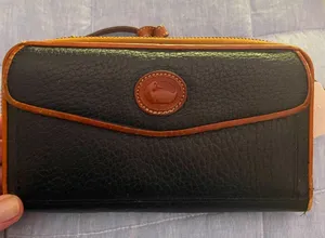 Dooney & Bourke vintage black belt pebbled leather convertible crossbody bag thumbnail 1