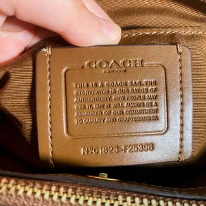 Coach Canvas Crossbody Bag With Signature Logo Brown Gold With Strap thumbnail 7