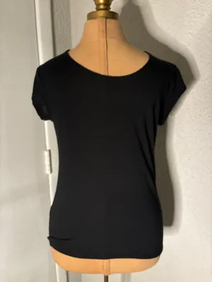 Victoria's Secret Black Sheer Pattern Sequin Short Sleeve Top S Retro Girl Glam thumbnail 2