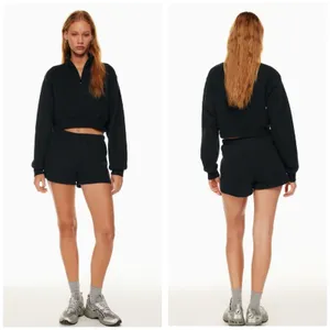 Aritzia TNA Sweatfleece Cozy Fleece Perfect Fit Shorts Size XS Black Loungewear thumbnail 2
