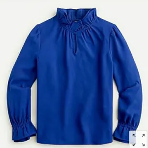 J.CREW Ruffle neck Crepe Blouse thumbnail 1