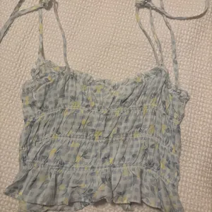 Blue and yellow gingham crop top with lemon print. Multiple Size M thumbnail 2
