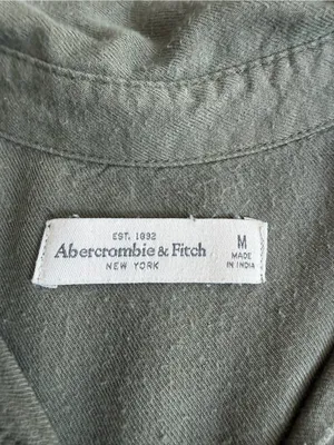 Abercrombie & Fitch Olive Green Oversized Utility Button Down Shirt M thumbnail 3