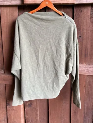 Free People We the Free Olive Green Shoulder Zip dolman top thumbnail 1