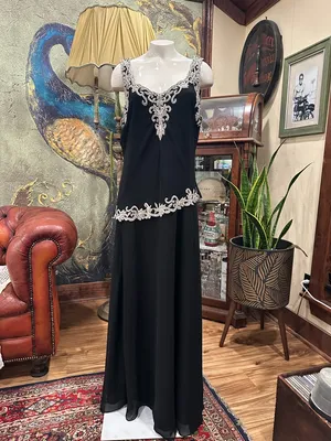 JKARA Beaded Gown Black Silver Sequin Evening Dress Formal Wedding Guest Plus 18 thumbnail 3