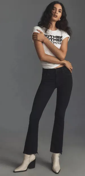 Mother The Insider Crop Step Fray Jeans Night In Venice Dark Wash Size 32 thumbnail 1