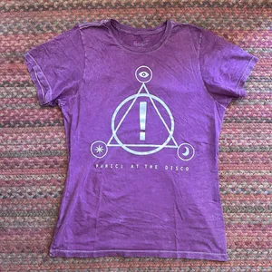 Panic At The Disco Purple Stone Wash Triangle Illuminati Band Tee thumbnail 1