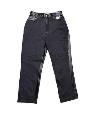 🖤NWT Abercrombie Curve‎ Love Vegan Leather Panel Ankle Straight Jeans Size 29🖤 thumbnail 3