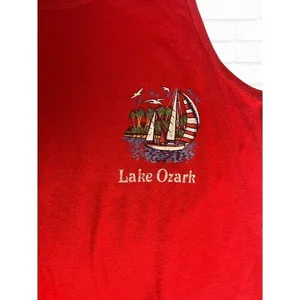 5/$25 Vintage Ched by Anvil Lake Ozark‎ Women's Tank Top Red The Ozarks thumbnail 2