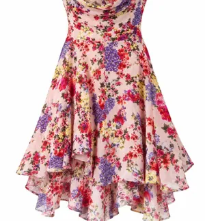 Free People Pink Multicolor Floral Halter High Low Midi Dress L Boho Y2K thumbnail 1
