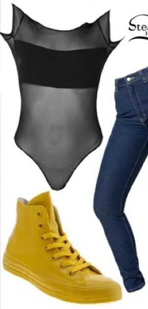 Iconic sheer bando Black Sheer Bodysuit ASO Hayley Williams Paramore xs thumbnail 1