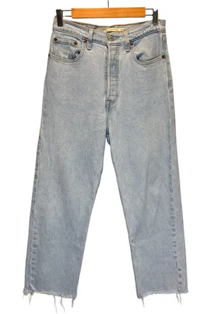 Levi's Premium Ribcage Straight Ankle Light Wash Raw Hem Jeans - size 28 thumbnail 1