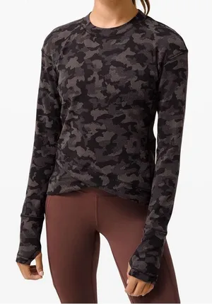 Lululemon Close to Crossing Long Sleeve Rulu‎ 8 Heritage Camo Black Gray thumbnail 1