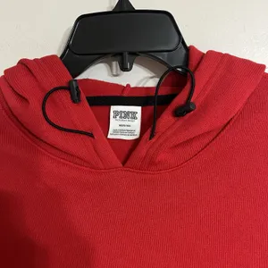 PINK‎ Victoria's Secret Crop Knit Hoodie Red Sweater Pullover Top Size Medium thumbnail 5
