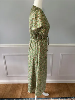 Lost + Wander Green Floral Wrap-Style Midi Dress Women's Wild Poppies Sz Small thumbnail 6