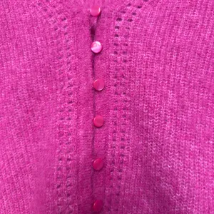 Club Monaco Women Alpaca Cardigan Sweater Small Hot Pink‎ Preppy V-Neck Fuzzy thumbnail 4