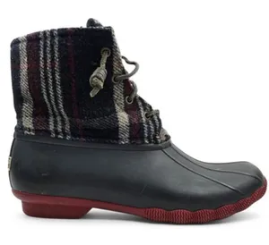 Sperry Saltwater Duck Boots Womens‎ 10 M Blue Red Wool Plaid Waterproof Rubber thumbnail 1