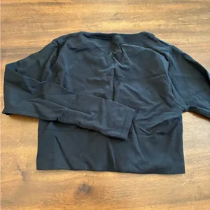 Aerie Top Women’s Medium Black Workout Shirt Long Sleeve Cropped Tight thumbnail 3